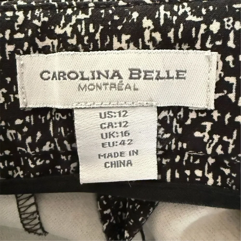 Carolina Belle Women's Ankle Pants Size 12 Black Geometric Casual